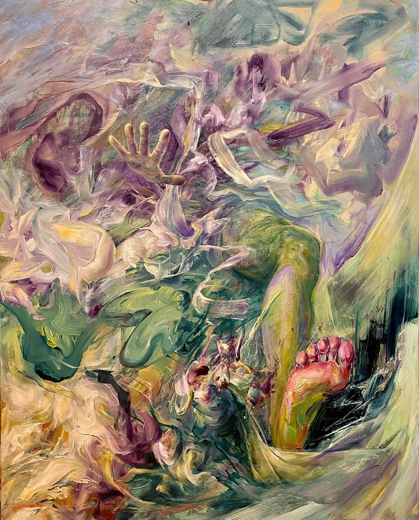  UNTERWEGS ÜBER DEN UNSICHTBAREN BRÜCKEN /2026 / Öl auf Leinwand / 80 x 100 cm