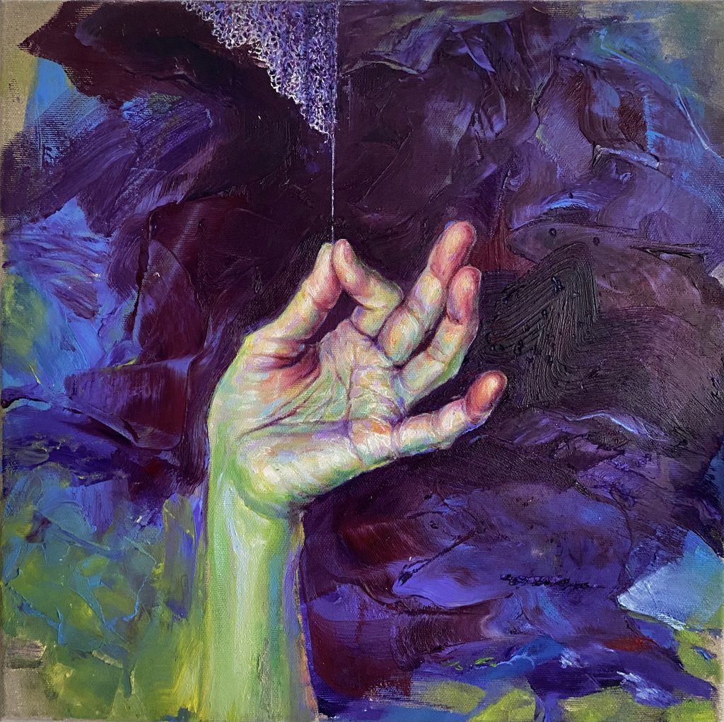 VERWEBTES SCHWEIGEN / 2026 / Öl auf Leinwand / 40 x 40 cm