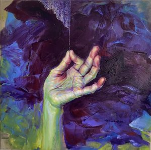 VERWEBTES SCHWEIGEN / 2026 / Öl auf Leinwand / 40 x 40 cm