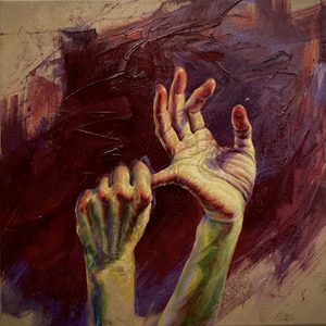 VETO / 2026 / Öl auf Leinwand / 40 x 40 cm